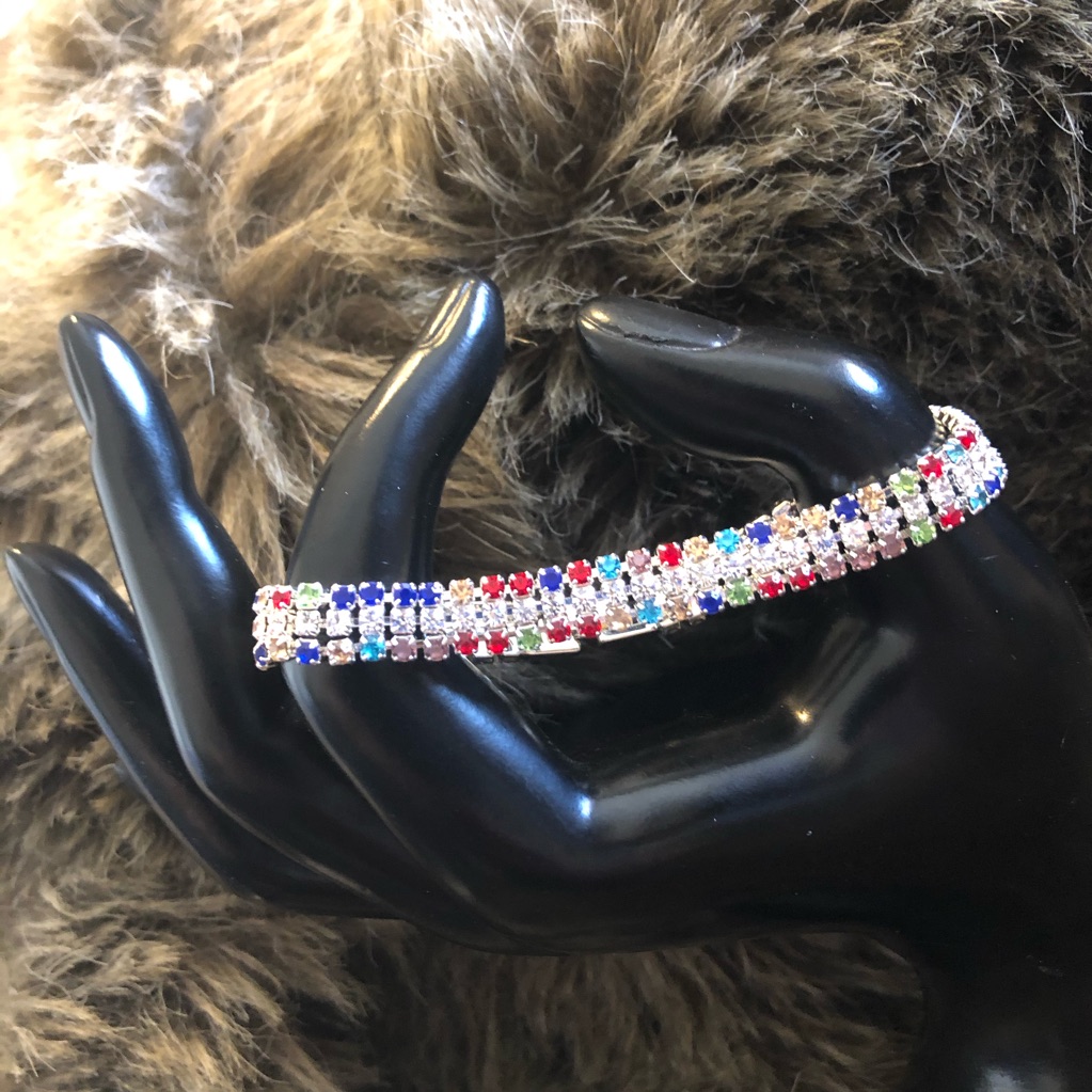 Rainbow Rhinestone Sparkle Silver Tone Bracelet